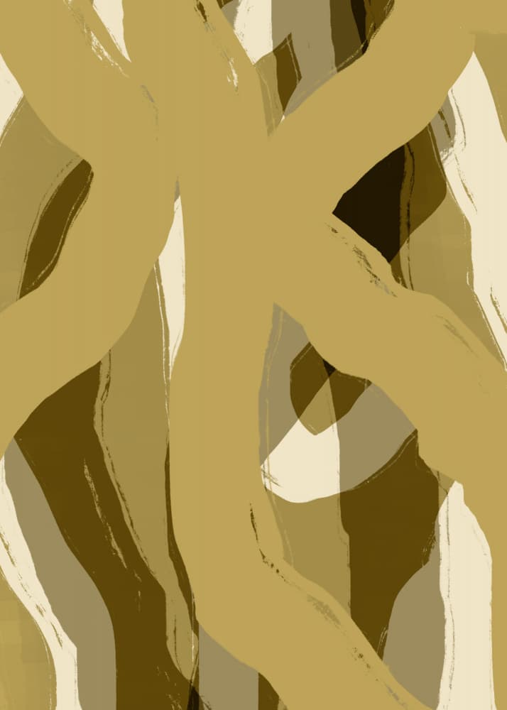 Abstract Organic Shapes. Mustard, Brown and Beige Lines No.2 by Dina Dankers — canvas wall art
