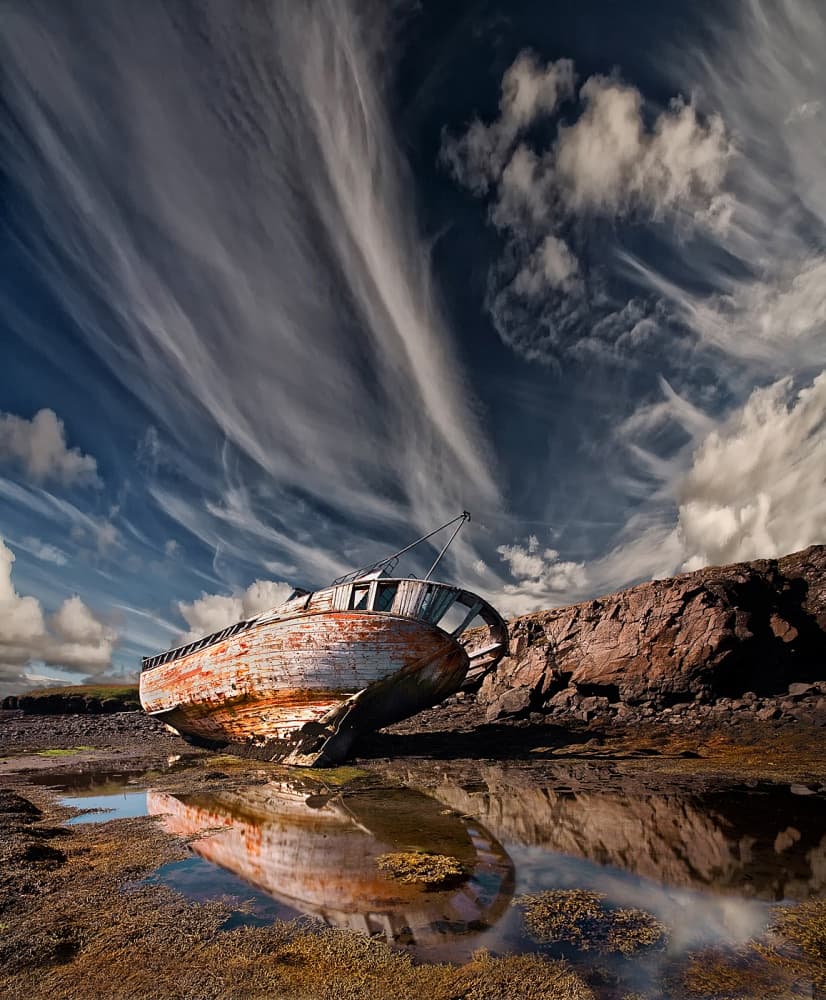 Abandoned Boat Reflection by Þorsteinn H. Ingibergsson — canvas wall art