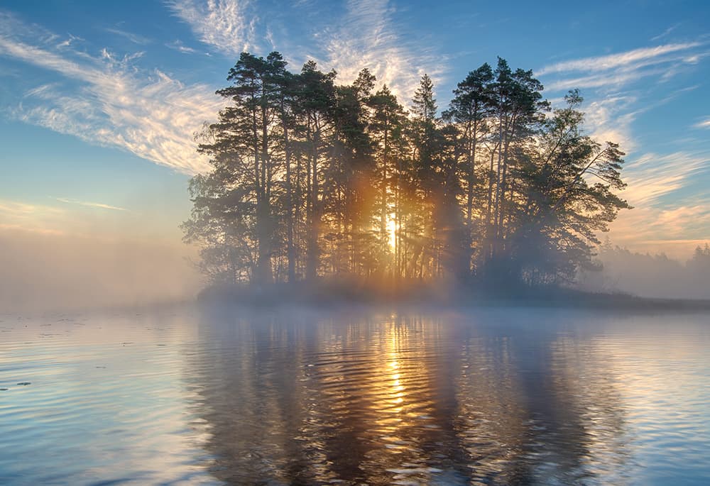 Misty Lake Sunrise by Keller — canvas wall art