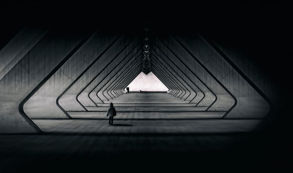 Lone Child's Tunnel Journey by Wim Schuurmans — canvas wall art