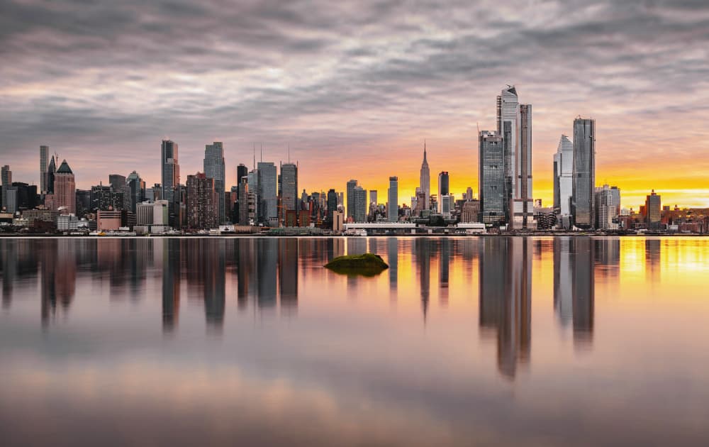 Manhattan Dawn Reflections by Wei (David) Dai — canvas wall art