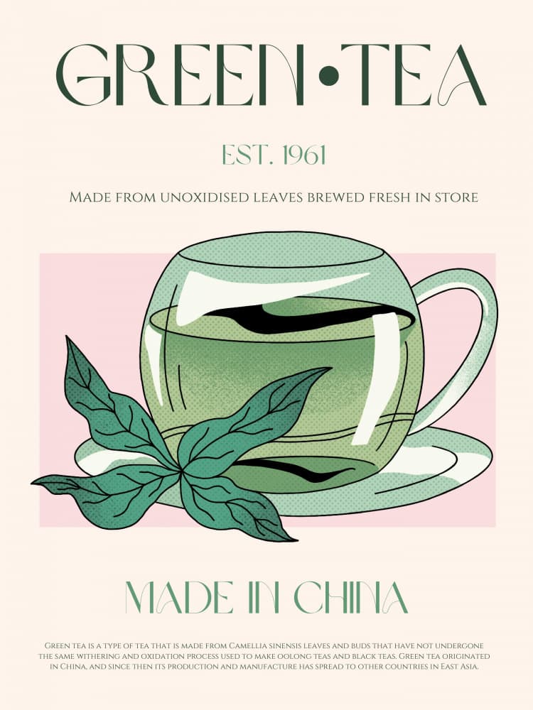 Fresh Green Tea Cup by Nazma Khokhar — canvas wall art
