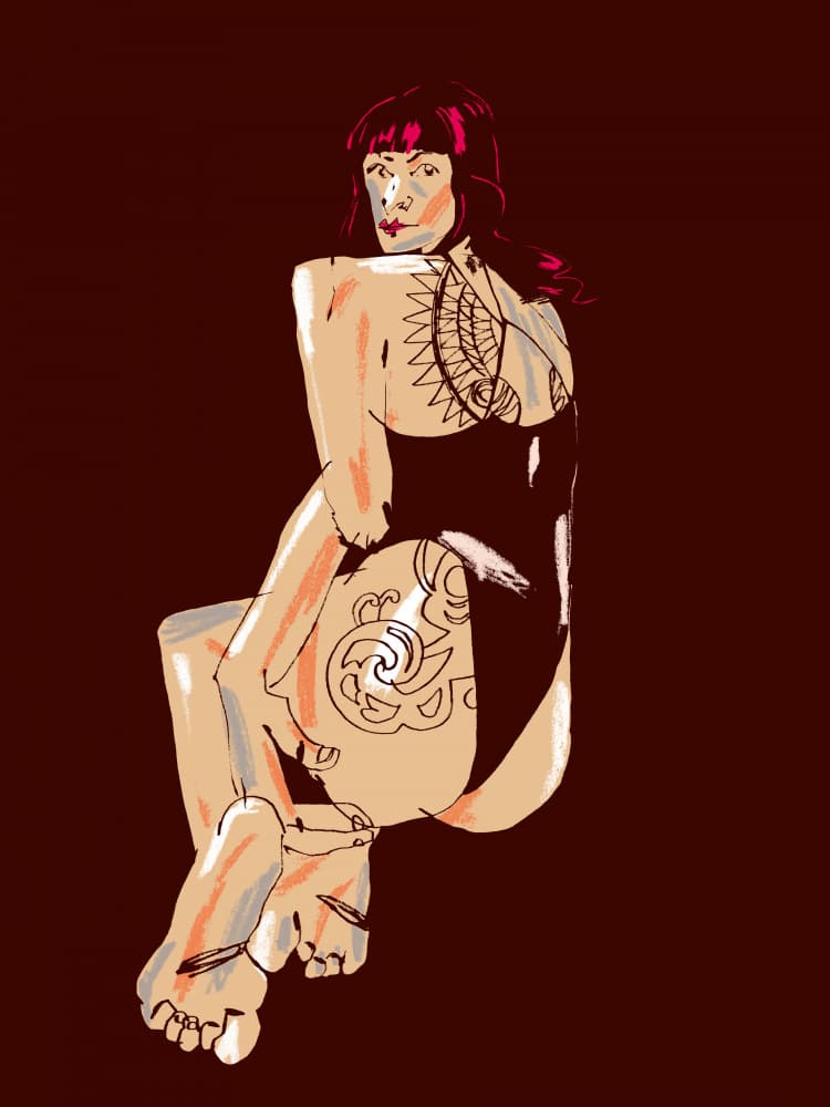 Tattooed Woman Looking Back by Francesco Gulina — canvas wall art