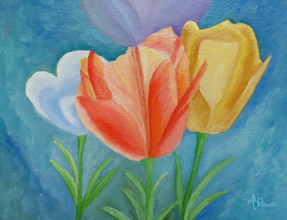Colorful Spring Tulips by Angeles M. Pomata — canvas wall art