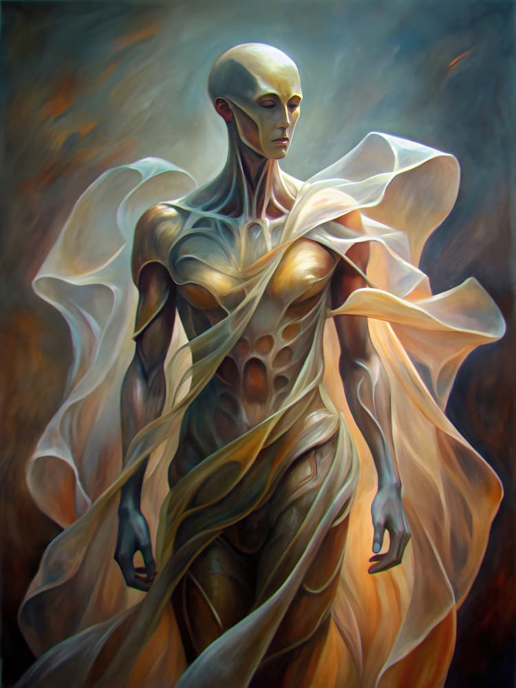 Ethereal Golden Being by Miguel Bruzual — canvas wall art