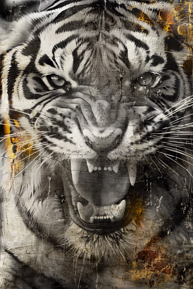 Wild Roaring Tiger by Rafal Kulik — canvas wall art