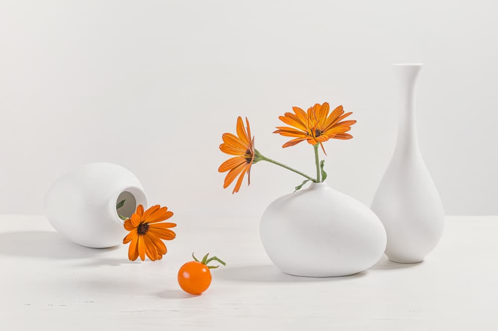 Orange Flowers Modern Still Life by Lydia Jacobs — canvas wall art