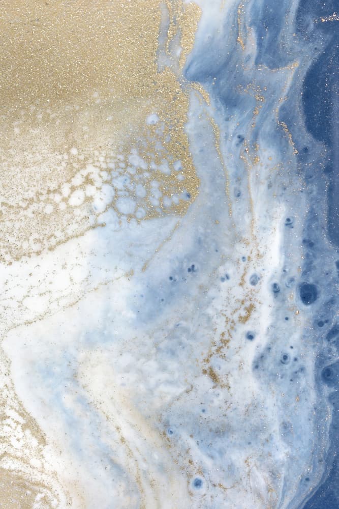 Swirling Blue and Gold Patterns Resembles a Cosmic Landscape
