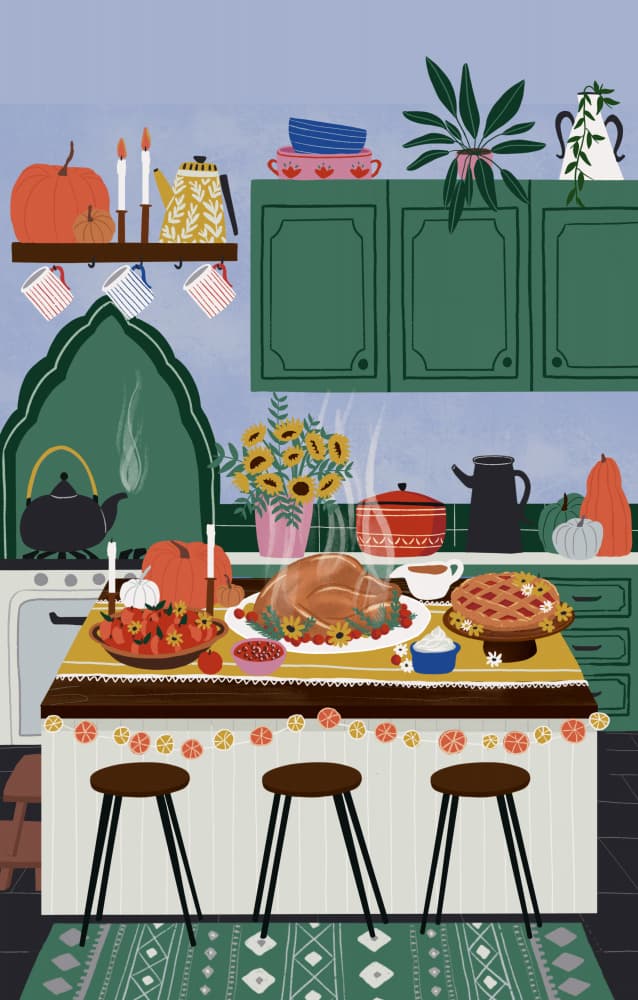 Cozy Thanksgiving Kitchen by Ceyda Alasar — canvas wall art