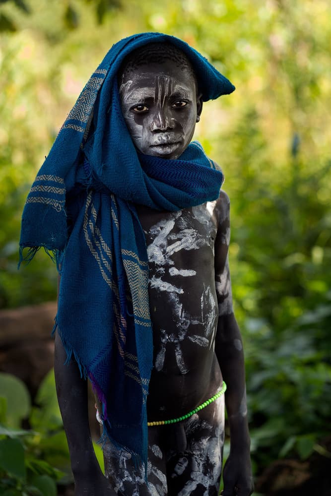 Painted Boy with Scarf by Juanra Noriega — canvas wall art