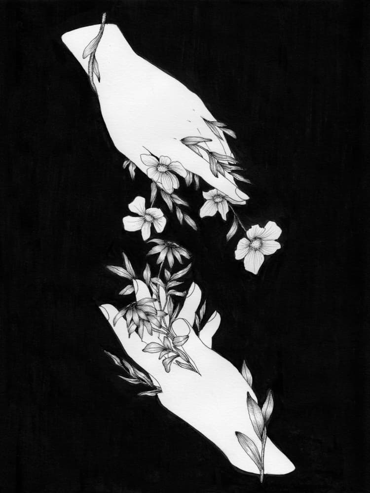 Floral Hand Connection by EC Mazur — canvas wall art