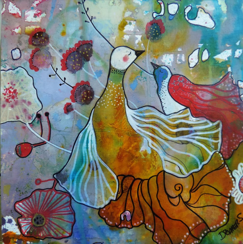 Whimsical Birds and Blooms by Sylvie Demers — canvas wall art