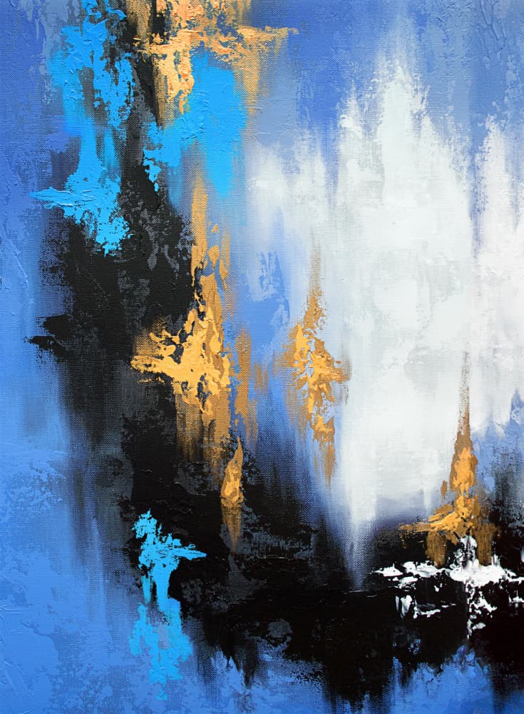 Dynamic Blue Gold by Alyson Storms — canvas wall art