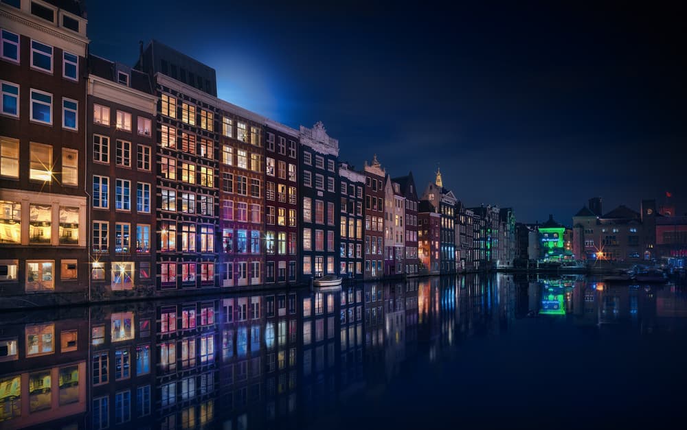Amsterdam Canal Lights by Jesús M. García — canvas wall art