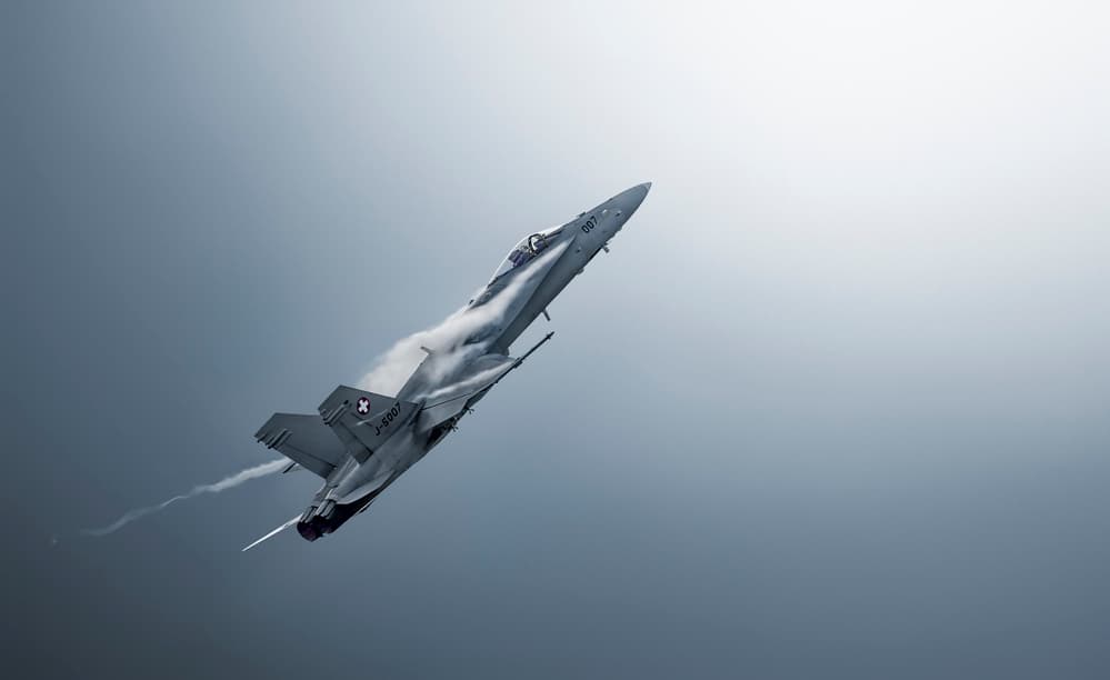 Fighter Jet Ascent by Leon — canvas wall art
