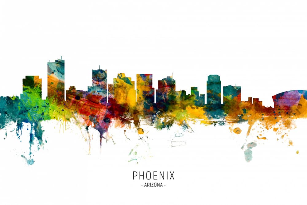 Vibrant Phoenix Skyline by Michael Tompsett — canvas wall art