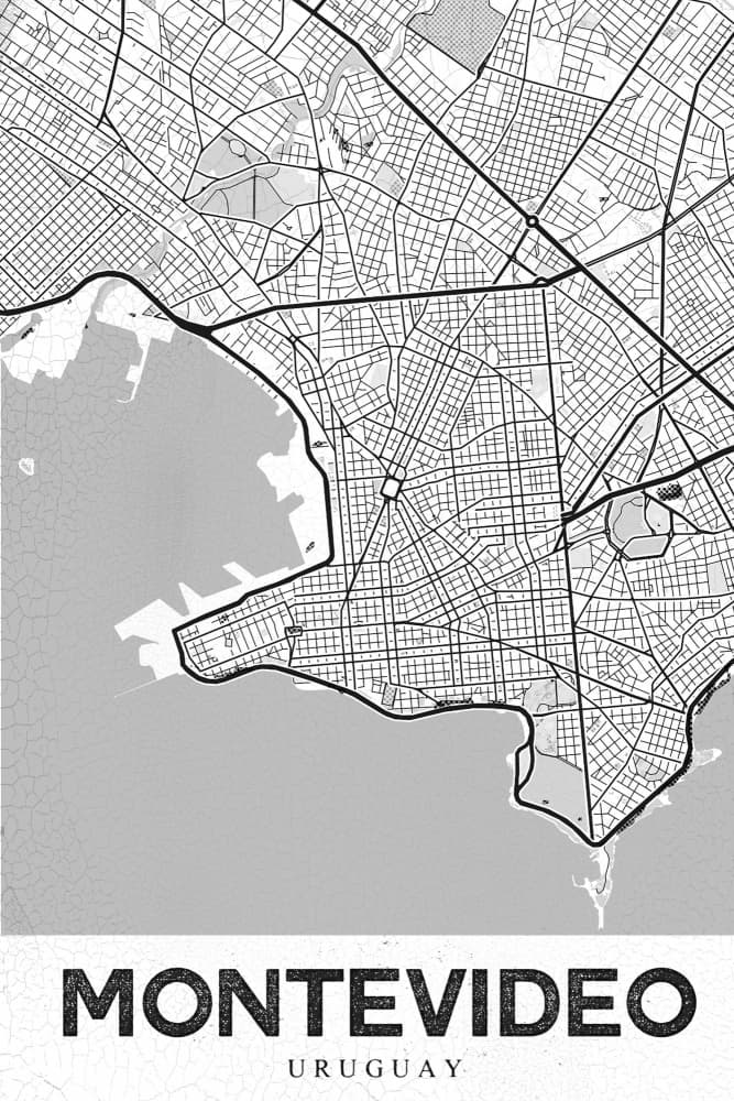 Montevideo City Map by StudioSix — canvas wall art