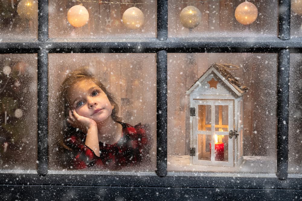 Girl's Snowy Window by Joško Šimic — canvas wall art