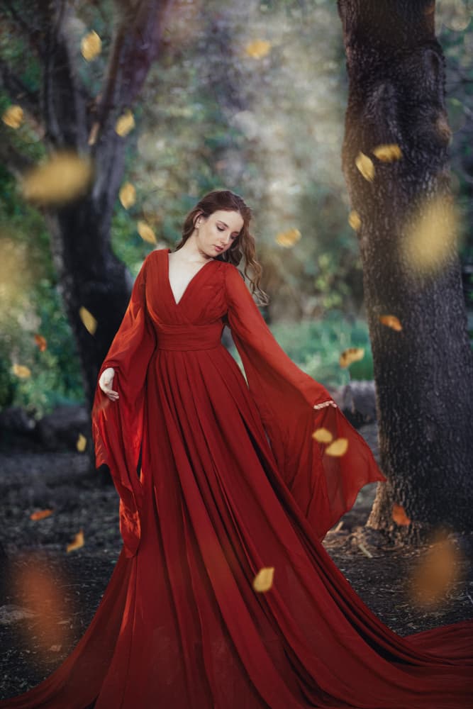 Magical Forest Red Dress by Sharon Levy — canvas wall art