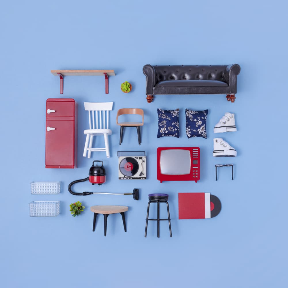 Miniature Home Essentials by Julia Ramiro — canvas wall art