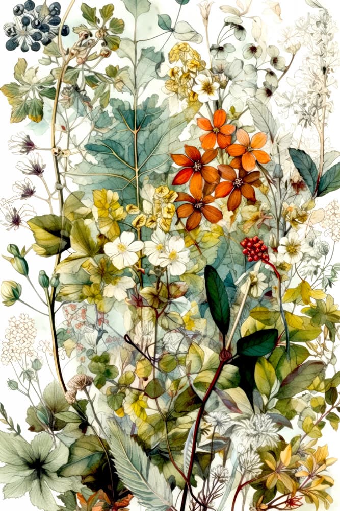 Vibrant Botanical Blooms by Justyna Jaszke — canvas wall art