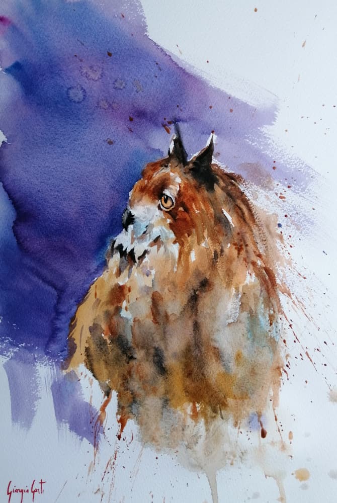 Expressive Watercolor Owl by Giorgio Gosti — canvas wall art