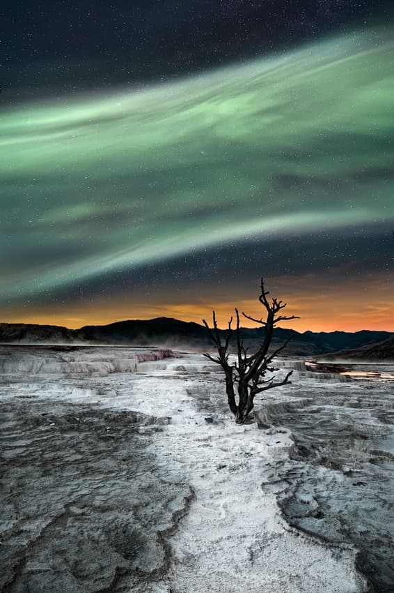 Green Aurora Night Landscape by Liloni Luca — canvas wall art
