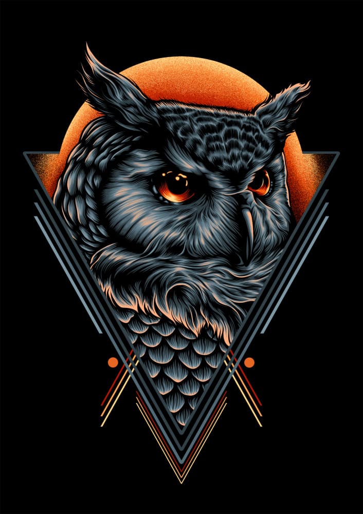 Geometric Night Owl by Hastaning Bagus Penggalih — canvas wall art