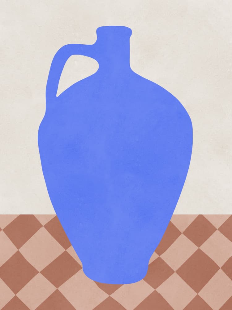 Minimal Blue Jug by Vitor Costa — canvas wall art