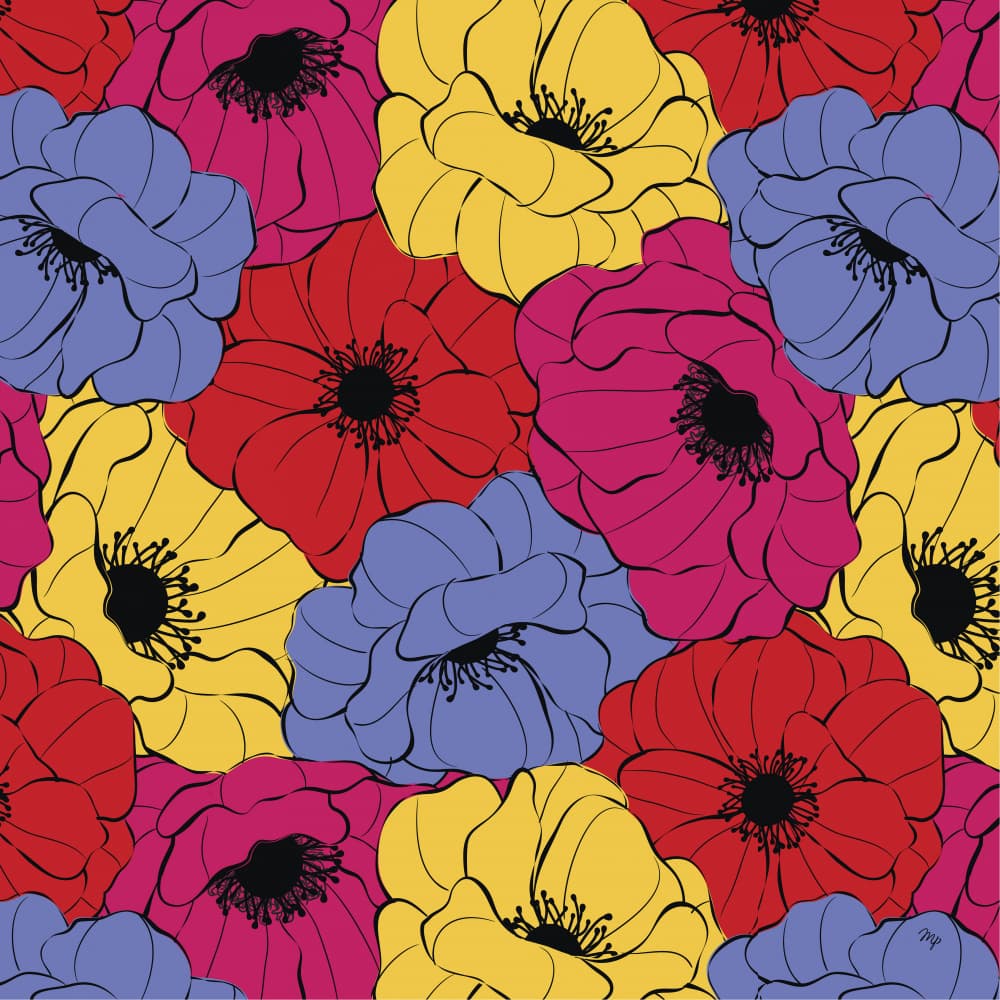 Colorful Poppy Pattern by Martina — canvas wall art