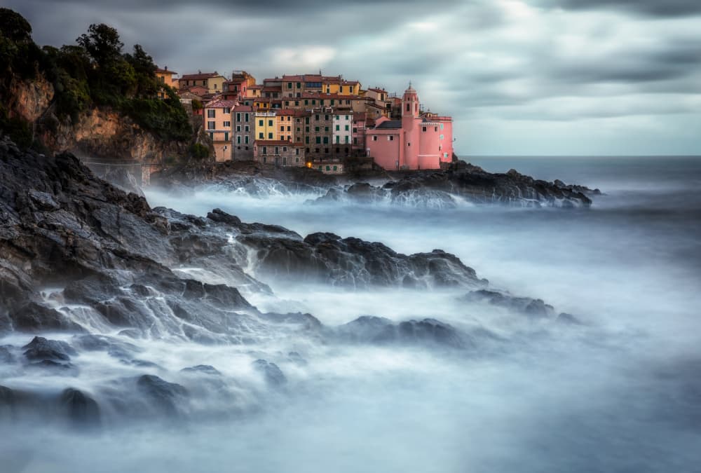 Mediterranean Cliffside Village by Fiorenzo Carozzi — canvas wall art