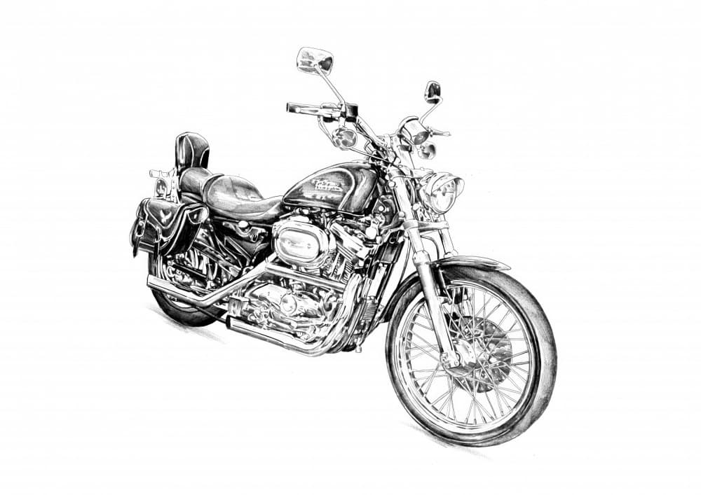 Classic Motorcycle Drawing by Kulik — canvas wall art