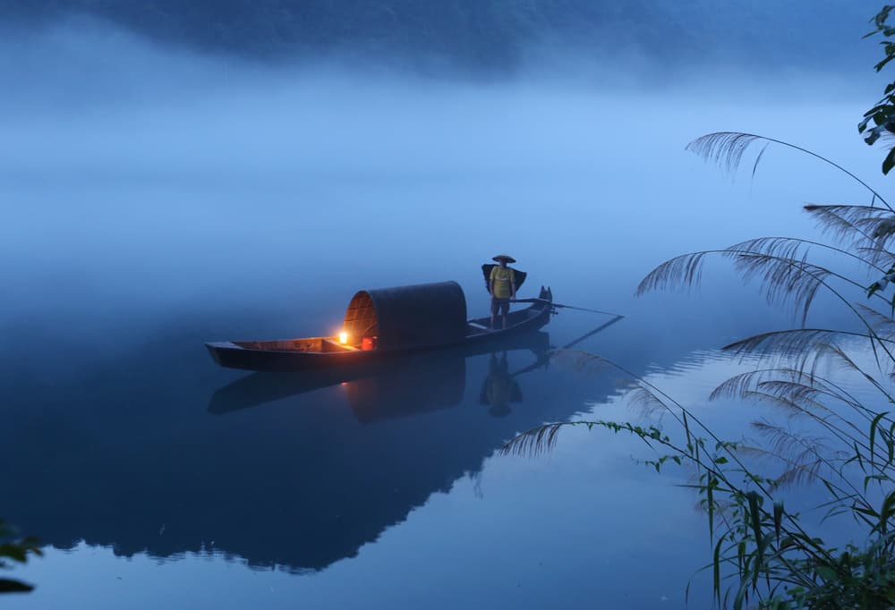 Misty Morning Fisherman by Adam Wong — canvas wall art