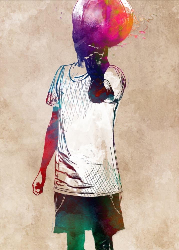 Colorful Basketball Spin by Justyna Jaszke — canvas wall art