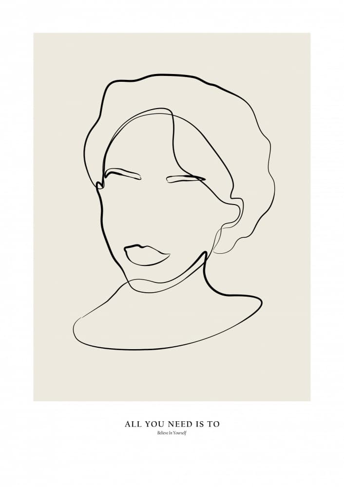 Modern female line art by NKTN — canvas wall art