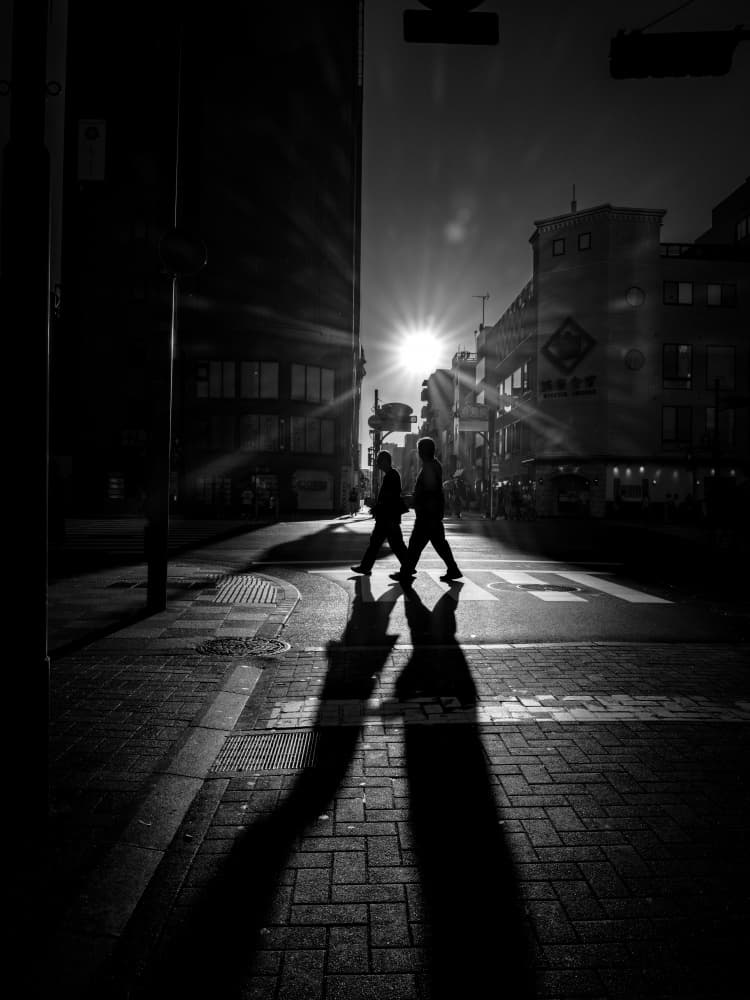 Urban Walkers Sunlight by Kenichiro Tsukada — canvas wall art