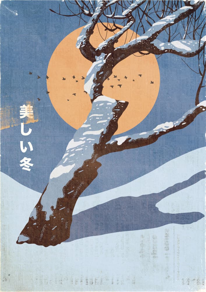 Golden Sun Winter Tree by Nicholas — canvas wall art