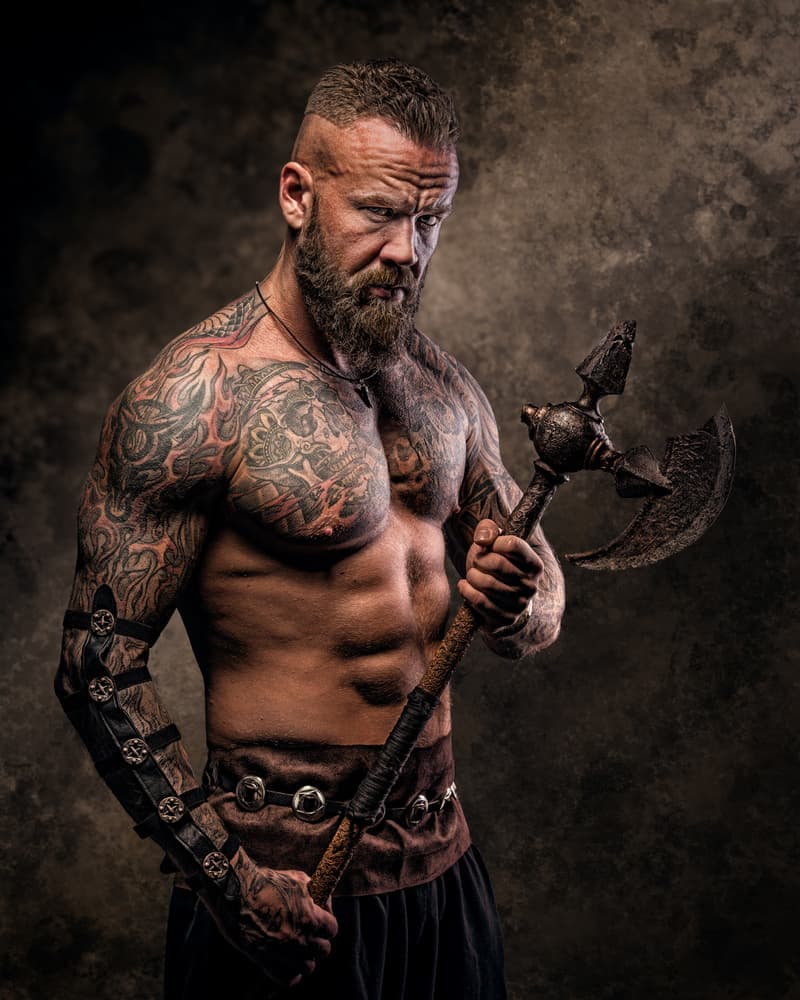 Fierce Axe Warrior by Petri Damstén — canvas wall art