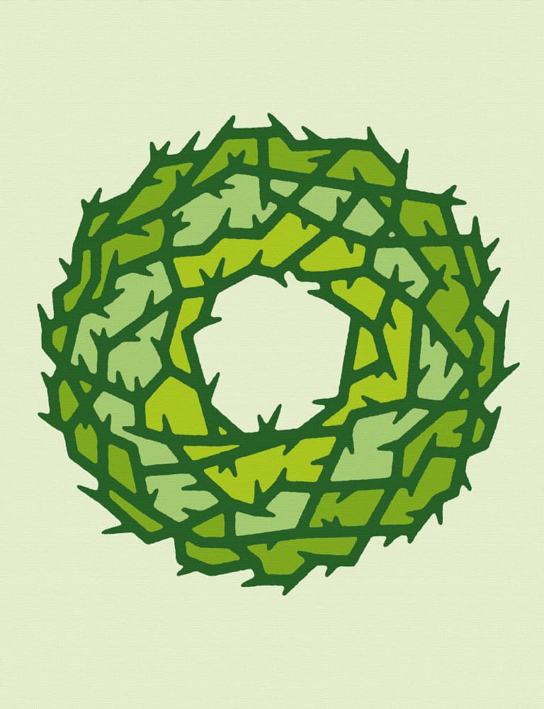 Green Thorny Wreath by Rafa Mateo — canvas wall art