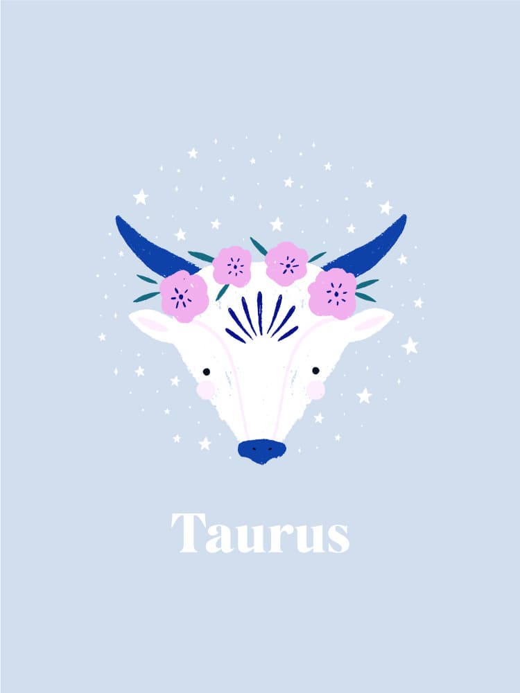 Floral Taurus Zodiac by Aislinn Simmonds — canvas wall art