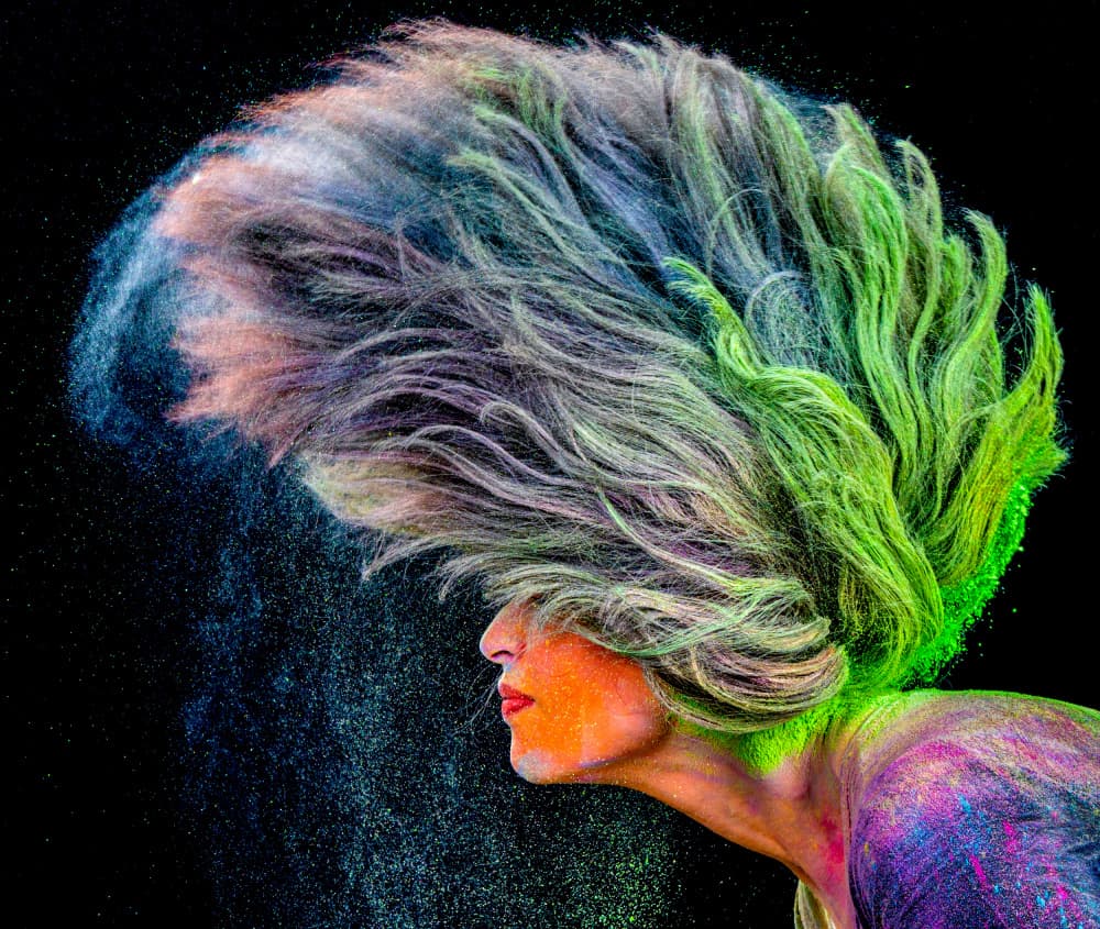Colorful Powder Hair by hussain alqattan — canvas wall art