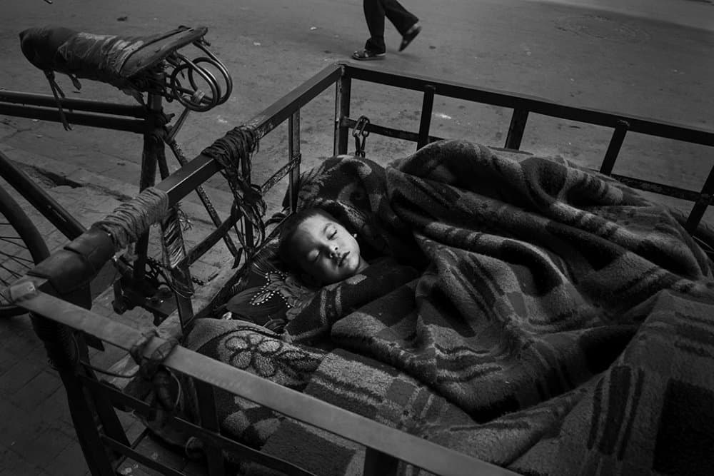 Sleeping Street Child by shirshendu — canvas wall art