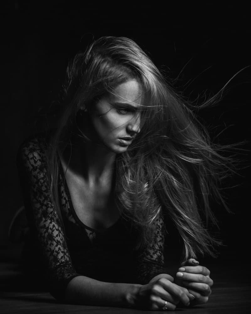 Pensive Woman Portrait by Martin Krystynek MQEP — canvas wall art