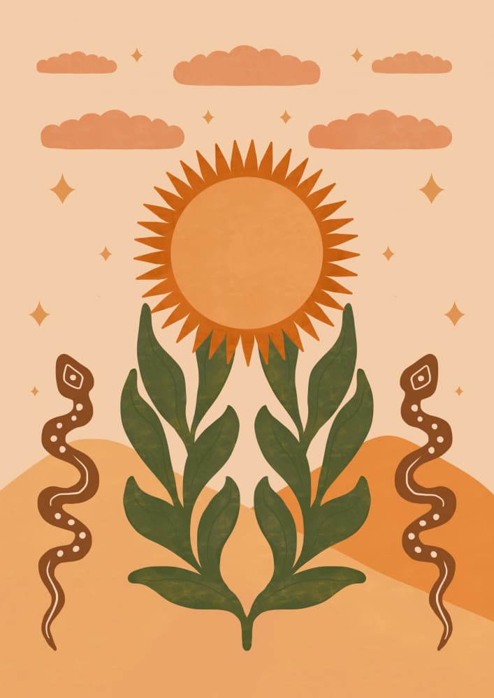 Desert Sun and Snakes by Natasha Playell — canvas wall art