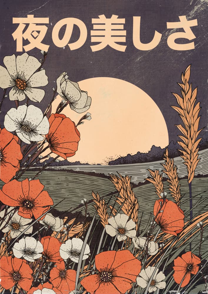 Moonlit Poppies Field by Nicholas — canvas wall art