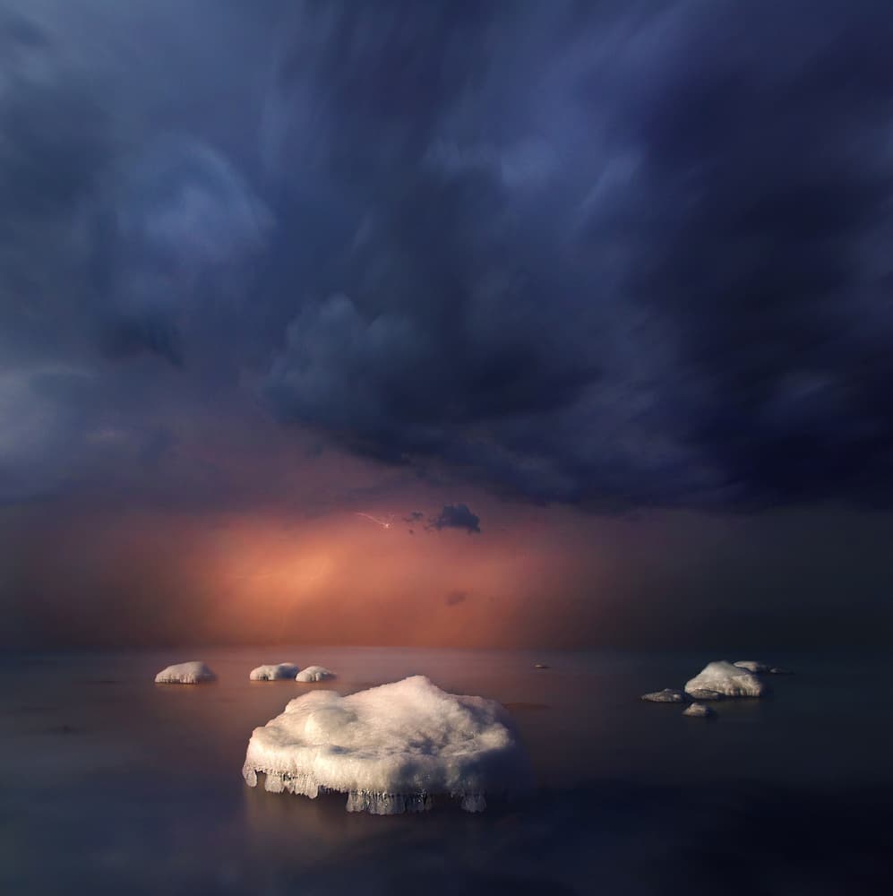 Frozen Twilight Glow by Mindaugas Žarys — canvas wall art