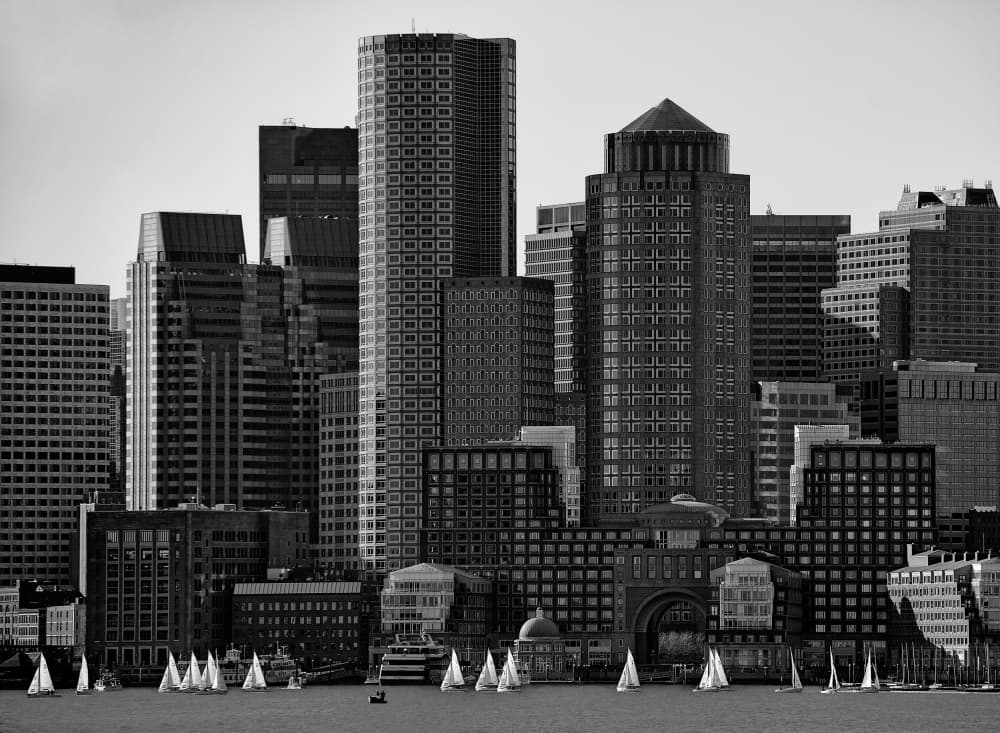City Harbor Sailboats by Andreas Feldtkeller — canvas wall art