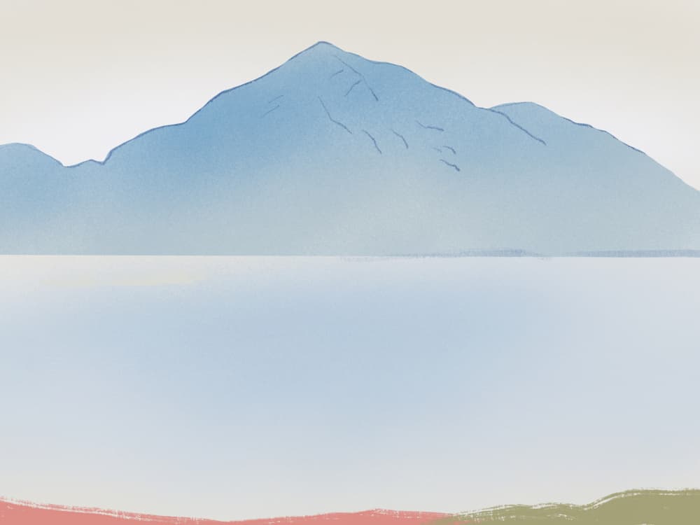 Serene Blue Mountain Lake by Little Dean — canvas wall art