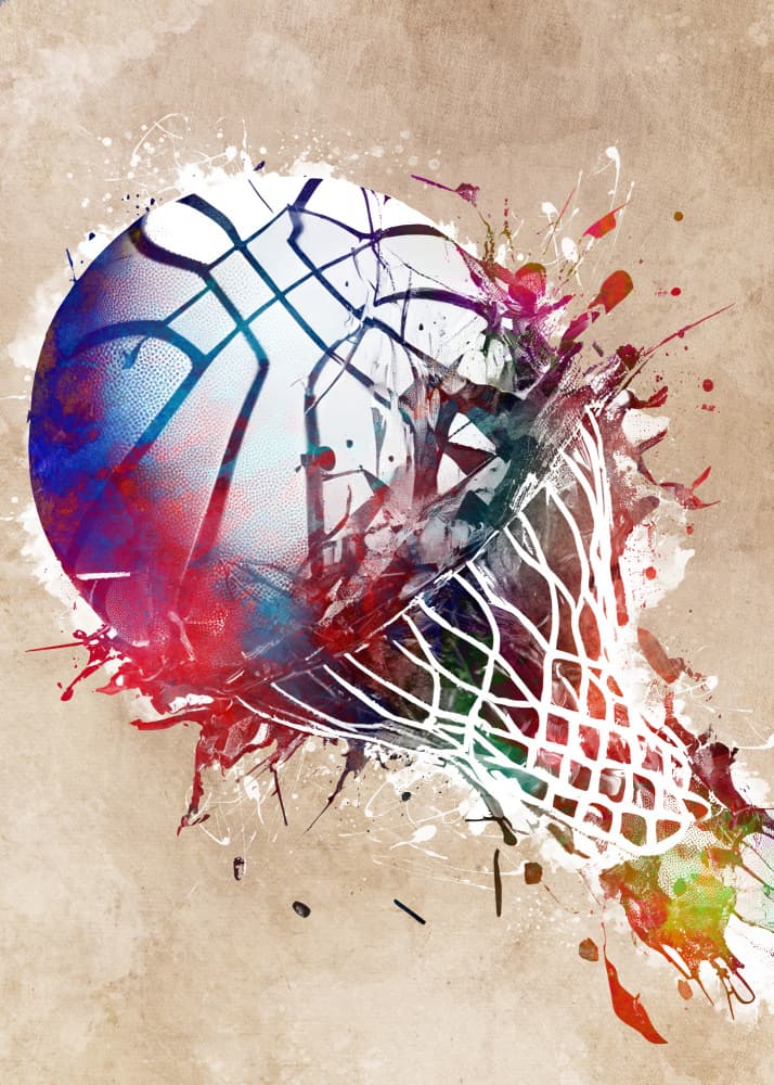 Colorful Basketball Splash by Justyna Jaszke — canvas wall art