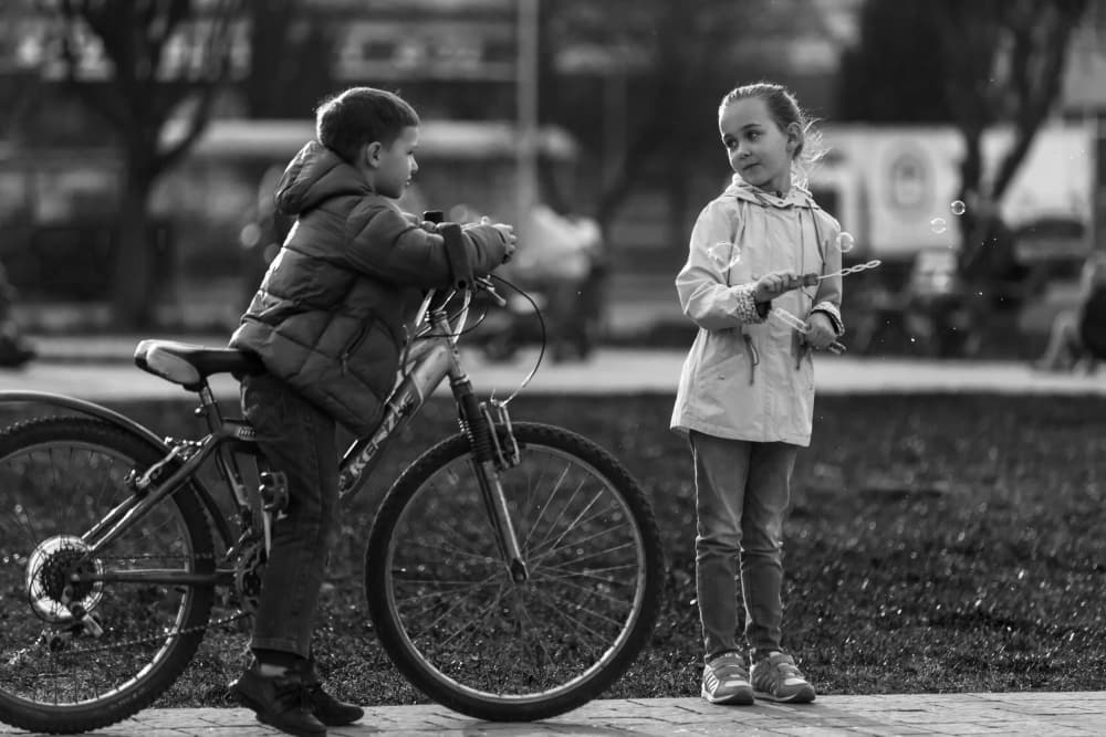 Kids Playing With Bubbles by Dmitry Stepanov — canvas wall art